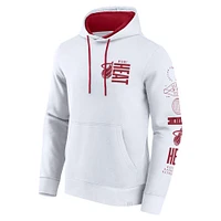 Men's Fanatics  White Miami Heat Game Time Crossover Pullover Hoodie