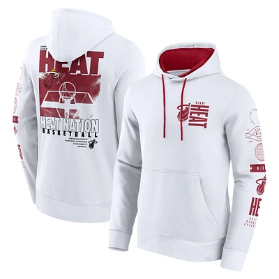 Men's Fanatics  White Miami Heat Game Time Crossover Pullover Hoodie