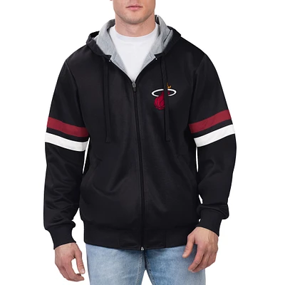 Veste à capuche noire entièrement zippée G-III Sports by Carl Banks pour hommes Miami Heat Contender