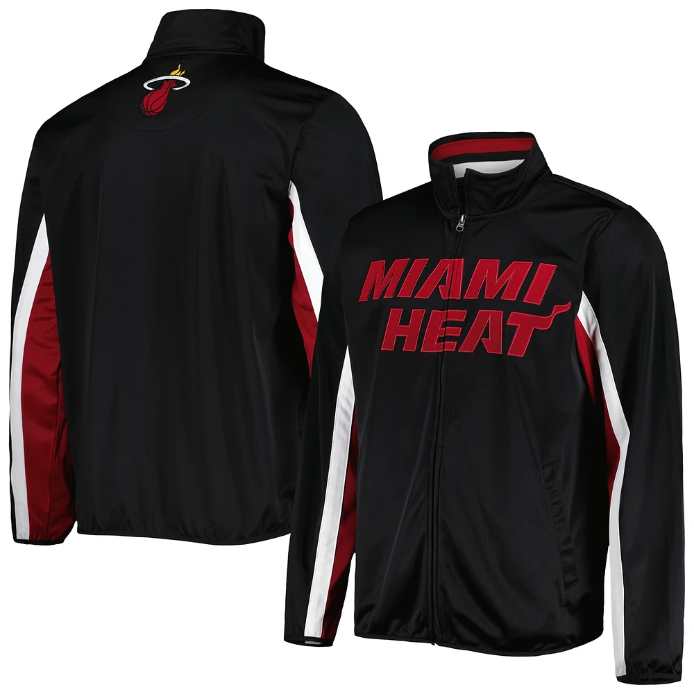 Men's G-III Sports by Carl Banks Black Miami Heat Contender Wordmark Full-Zip Track Jacket