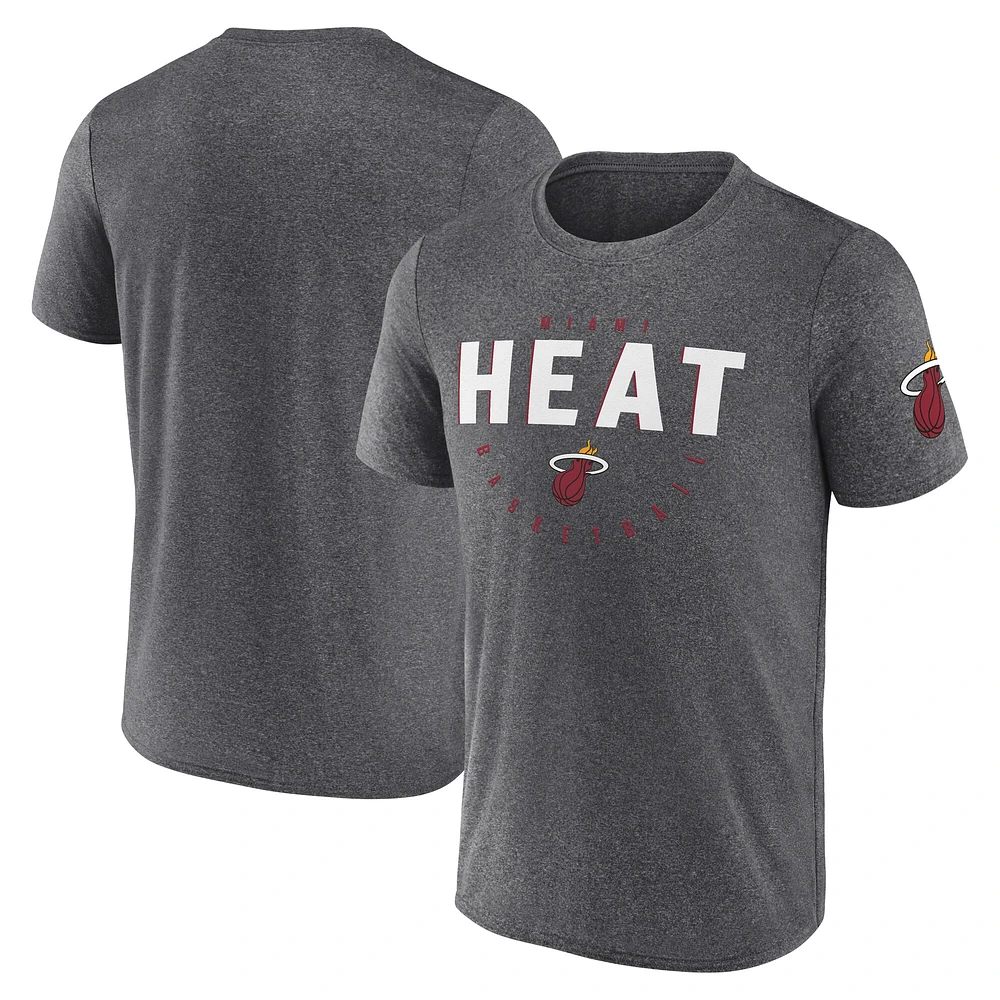 T-shirt d'entraînement pour homme Heather Charcoal Miami Heat Block
