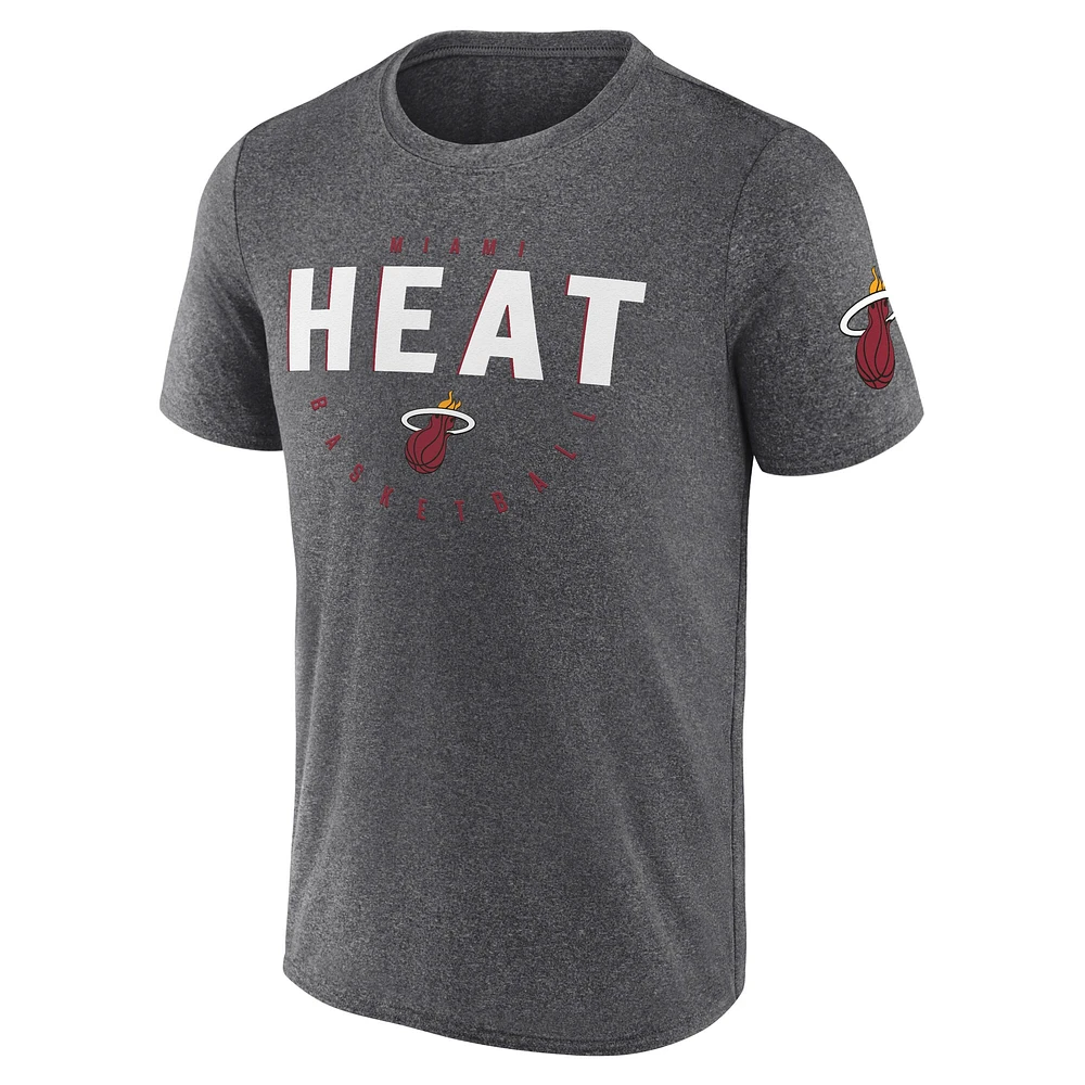 T-shirt d'entraînement pour homme Heather Charcoal Miami Heat Block