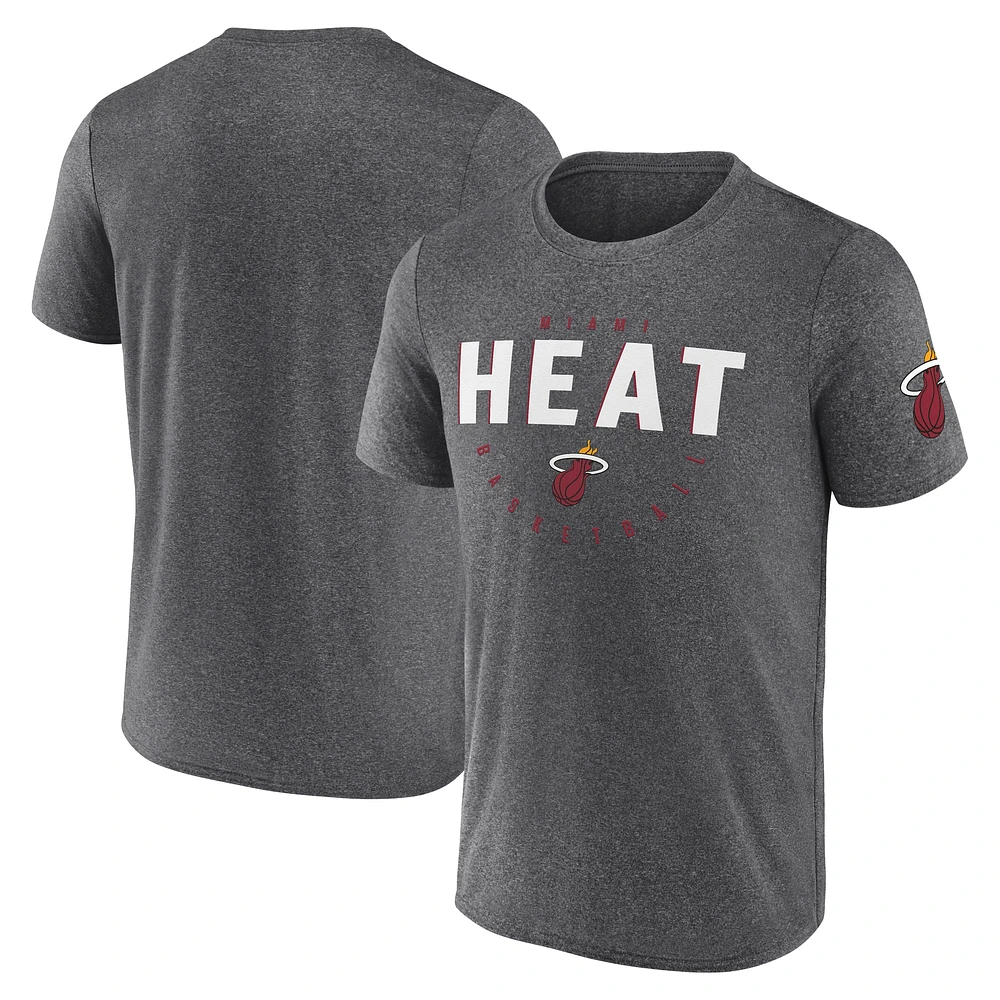 T-shirt d'entraînement pour homme Heather Charcoal Miami Heat Block