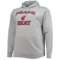 Men's Heathered Gray Miami Heat Big & Tall Heart Soul Pullover Hoodie