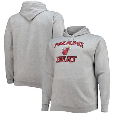 Men's Heathered Gray Miami Heat Big & Tall Heart Soul Pullover Hoodie