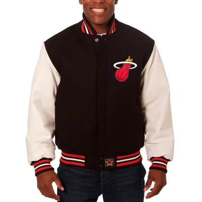 Miami Heat JH Design Big & Tall Wool Leather Full-Snap Jacket - Black/White