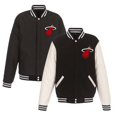 Miami Heat JH Design Reversible Fleece & Faux Leather Full-Snap Jacket - Black/White