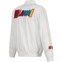 Blouson aviateur en nylon entièrement zippé JH Design pour hommes, blanc Miami Heat 2022/23 City Edition