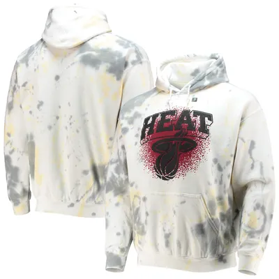 Men's Junk Food Cream Miami Heat Tie-Dye Pullover Hoodie