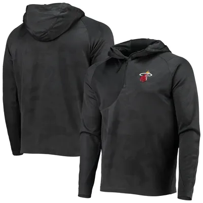 Miami Heat Levelwear Fuze Jacquard Camo Raglan Quarter-Zip Hoodie - Black