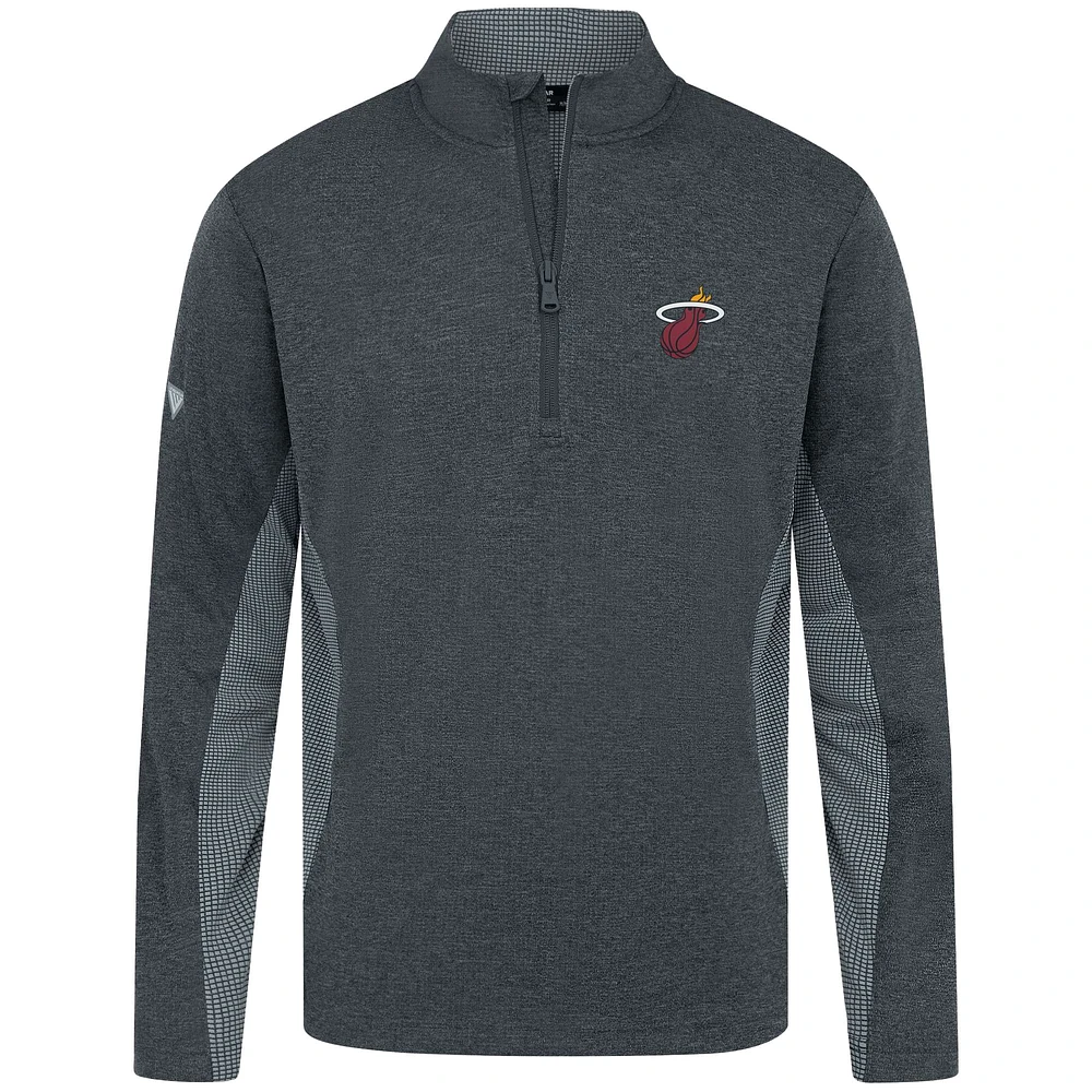 Men's Levelwear Heather Black Miami Heat Waffle Insignia 2.0 Quarter-Zip Top