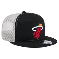 Men's Miami Heat  New Era Black Victory Grove Split Panel 9FIFTY Snapback Hat