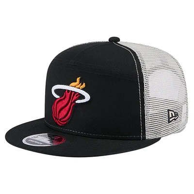 Casquette à pression Miami Heat New Era noire Victory Grove Split Panel 9FIFTY pour homme