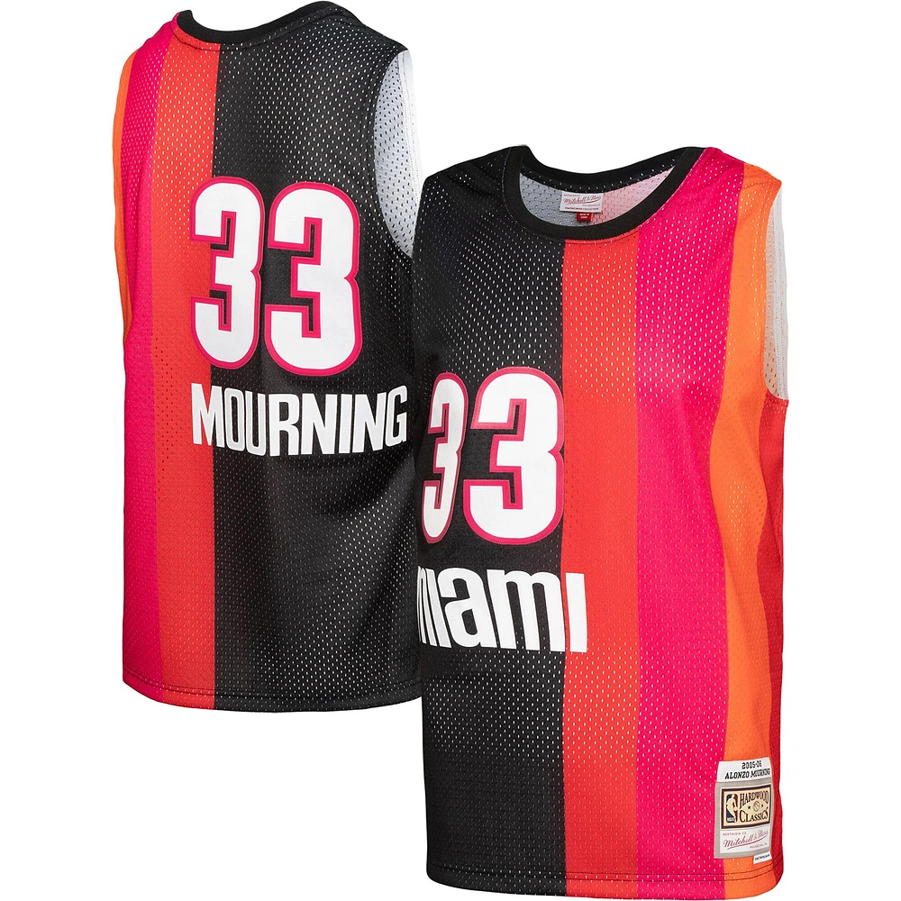 Maillot Swingman divisé Mitchell & Ness Alonzo Mourning pour hommes, noir/rouge, Miami Heat Hardwood Classics 2005/06