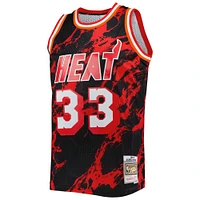 Men's Mitchell & Ness Alonzo Mourning Black Miami Heat 1996/97 Hardwood Classics Marble Swingman Jersey