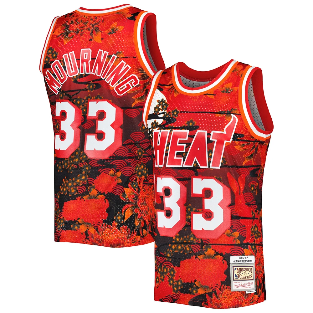 Men's Mitchell & Ness Alonzo Mourning Red Miami Heat 1996/97 Hardwood Classics Lunar New Year Swingman Jersey
