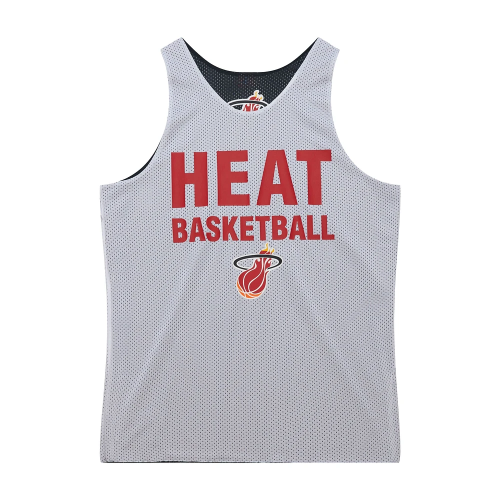 Maillot d'entraînement réversible en maille noir/blanc pour homme Mitchell & Ness Miami Heat Hardwood Classics