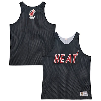 Maillot d'entraînement réversible en maille noir/blanc pour homme Mitchell & Ness Miami Heat Hardwood Classics