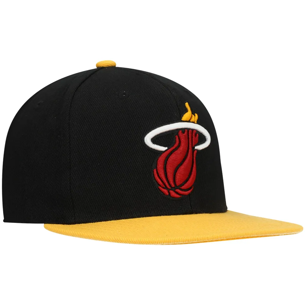 Miami Heat Mitchell & Ness Essentials Core Two-Tone Basic Snapback Hat -  Yellow/Red