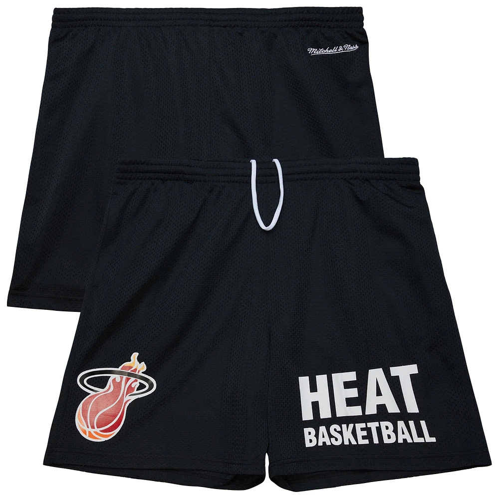 Men's Mitchell & Ness Black Miami Heat Hardwood Classics Gameday Mesh Shorts