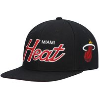 Men's Mitchell & Ness Black Miami Heat Hardwood Classics Script 2.0 Snapback Hat