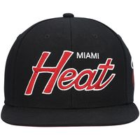 Men's Mitchell & Ness Black Miami Heat Hardwood Classics Script 2.0 Snapback Hat