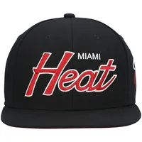 Casquette Snapback Mitchell & Ness Miami Heat Hardwood Classics Script 2.0 noire pour hommes