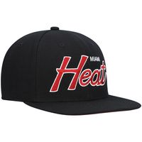 Men's Mitchell & Ness Black Miami Heat Hardwood Classics Script 2.0 Snapback Hat