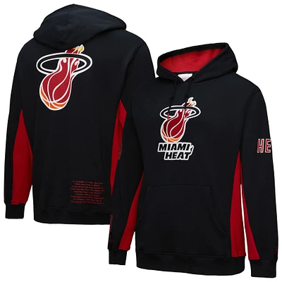 Men's Mitchell & Ness Black Miami Heat Hardwood Classics Team Origins Fleece Pullover Hoodie