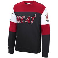 Men's Mitchell & Ness Black Miami Heat Perfect Season Fleece Pullover Sweatshirt