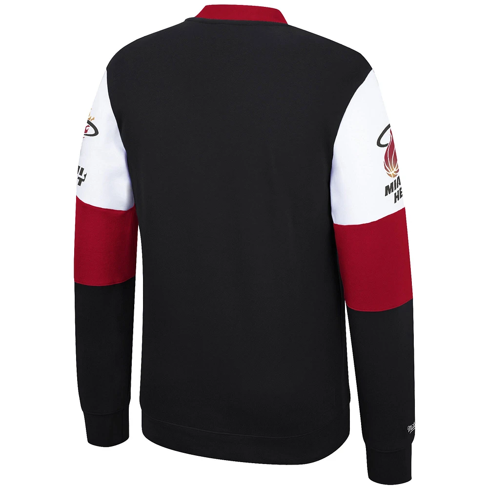 Sweat-shirt en polaire noir Mitchell & Ness Miami Heat Perfect Season pour hommes