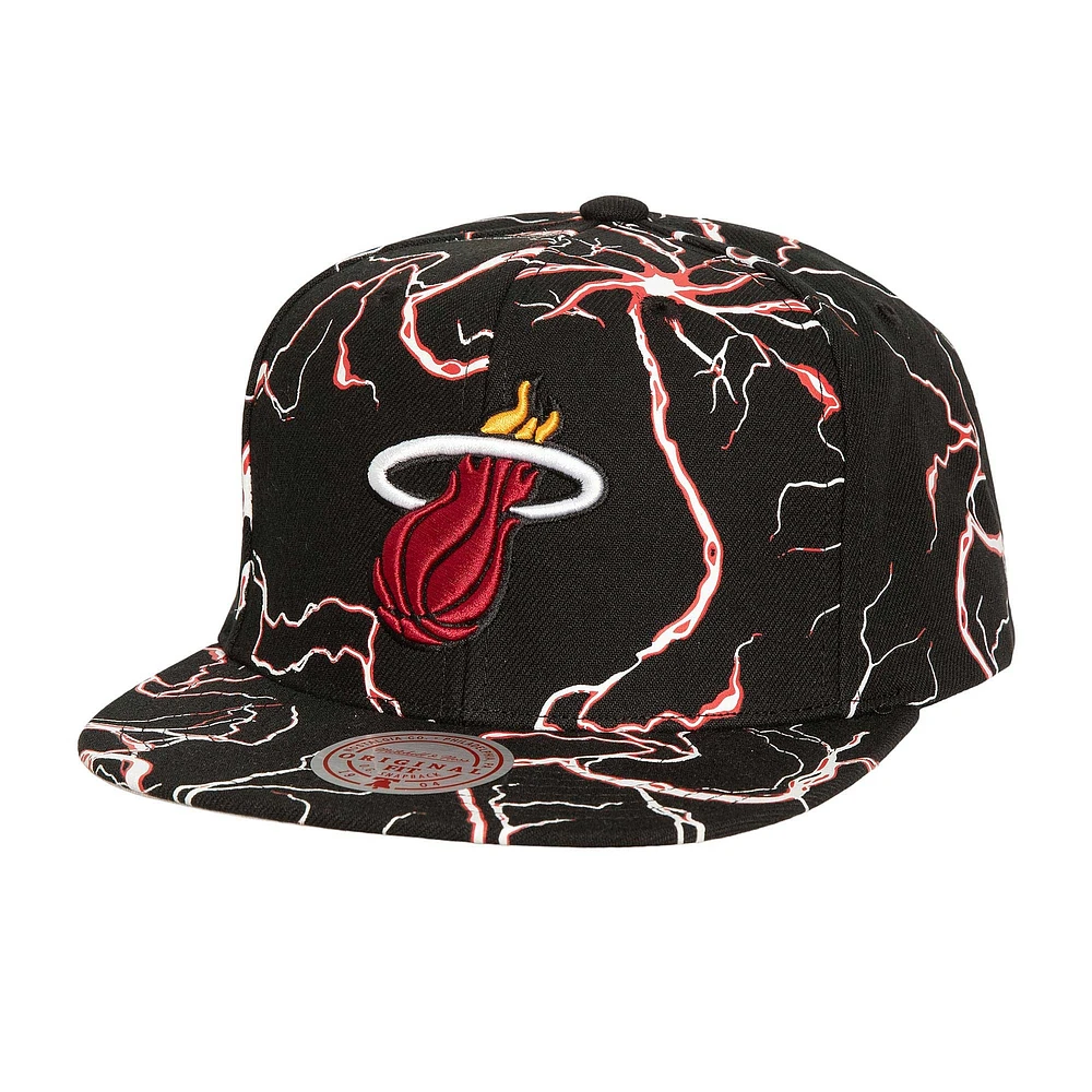 Casquette Snapback noire Mitchell & Ness Miami Heat Storm Season pour hommes