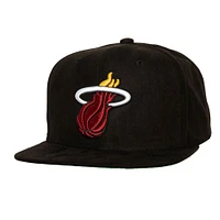 Men's Mitchell & Ness Black Miami Heat Sweet Suede Snapback Hat