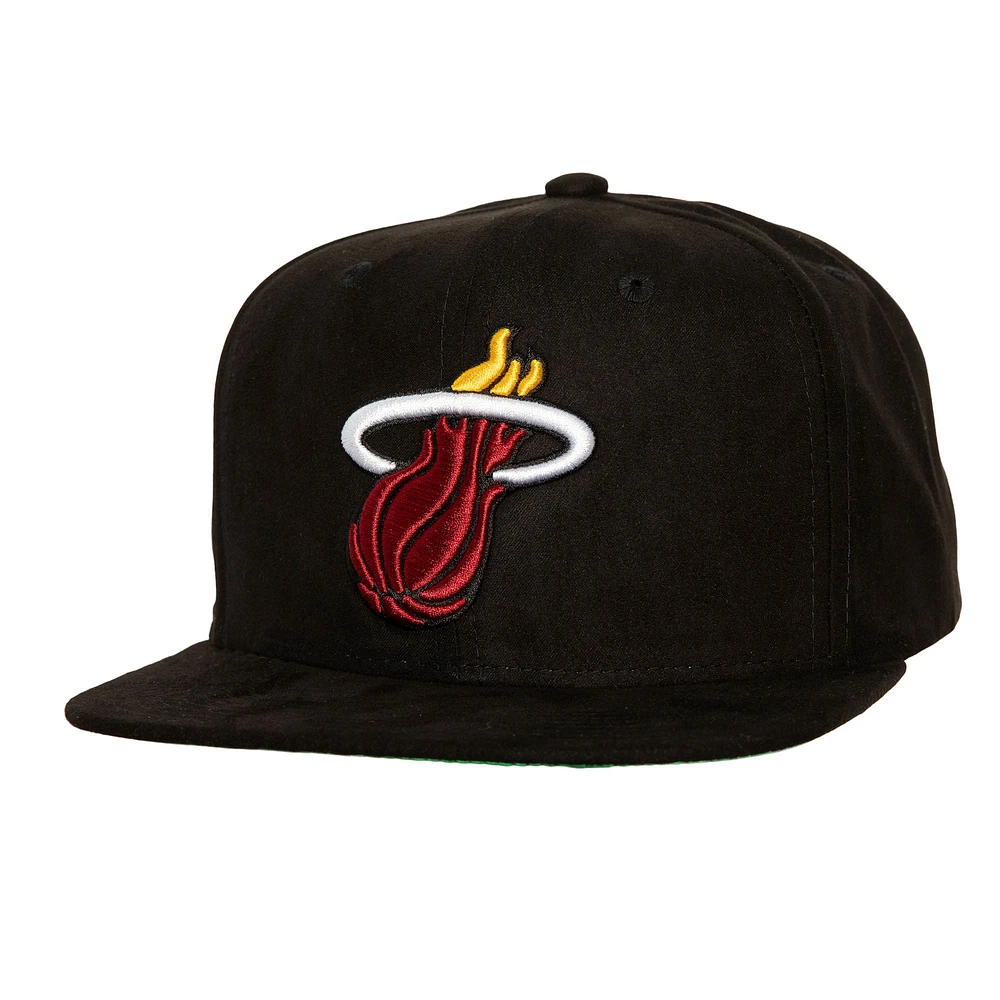 Casquette snapback en daim noir Miami Heat Sweet Mitchell & Ness pour hommes