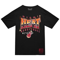 T-shirt Mitchell & Ness noir Miami Heat pour homme, collection mondiale, lumineux