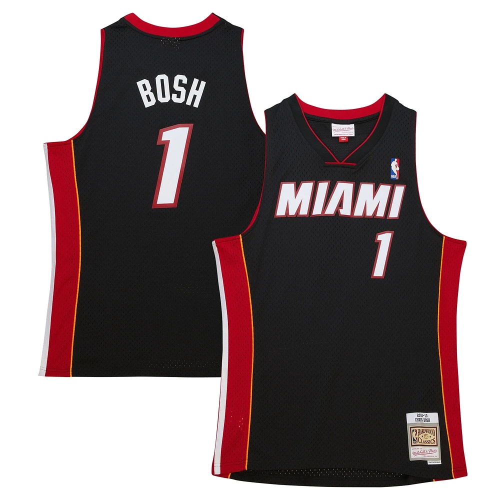 Maillot de joueur Swingman Throwback Mitchell & Ness Chris Bosh noir Miami Heat 2012/13 pour hommes