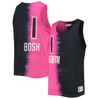 Chris Bosh Miami Heat Mitchell & Ness Hardwood Classics Tie-Dye Name Number Tank Top - Pink/Black
