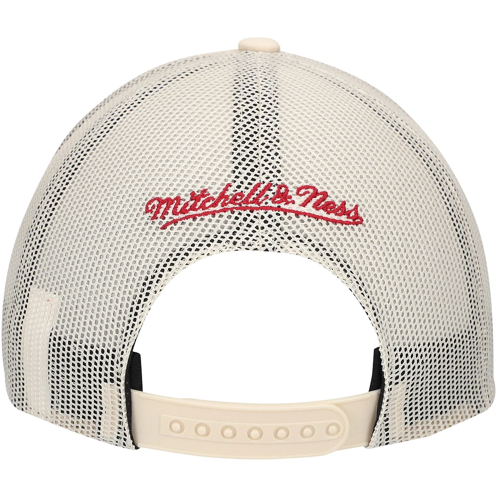 Men's Mitchell & Ness Cream Miami Heat Trucker Adjustable Hat