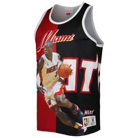 Men's Mitchell & Ness Dwyane Wade Black/Red Miami Heat Sublimated Player Tank Top