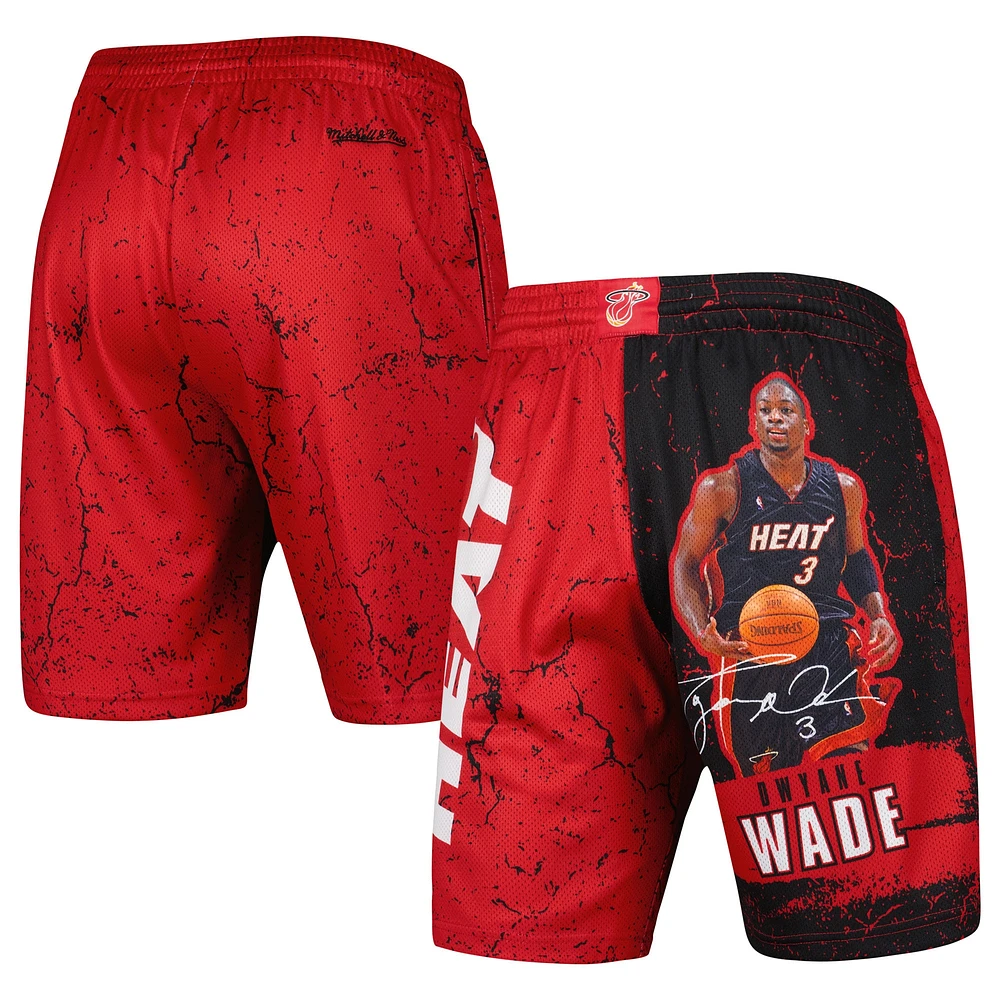 Short pour homme Mitchell & Ness Dwyane Wade Noir Miami Heat Hardwood Classics Player Burst