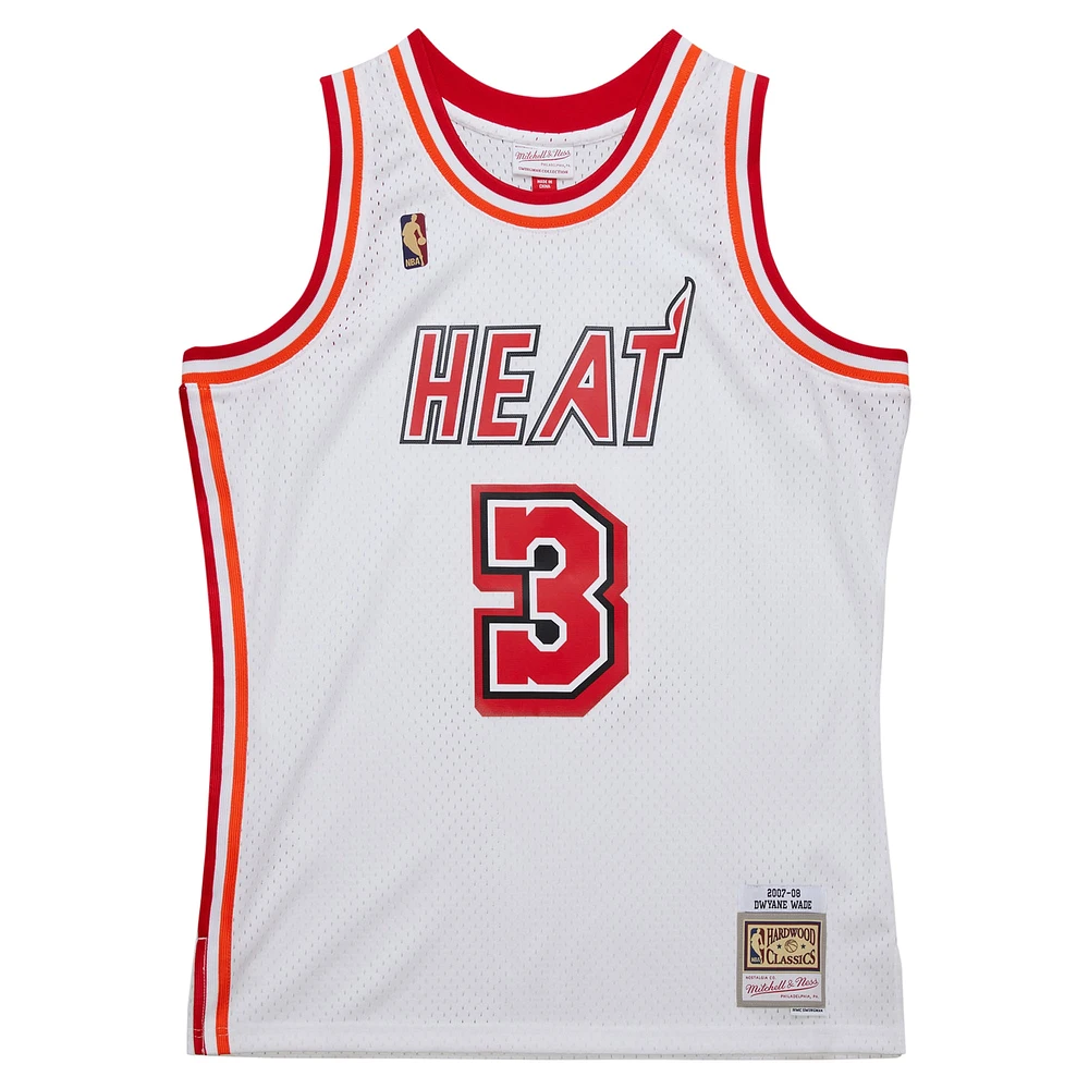 Men's Mitchell & Ness Dwyane Wade White Miami Heat 2007/08 Hardwood Classics Swingman Jersey