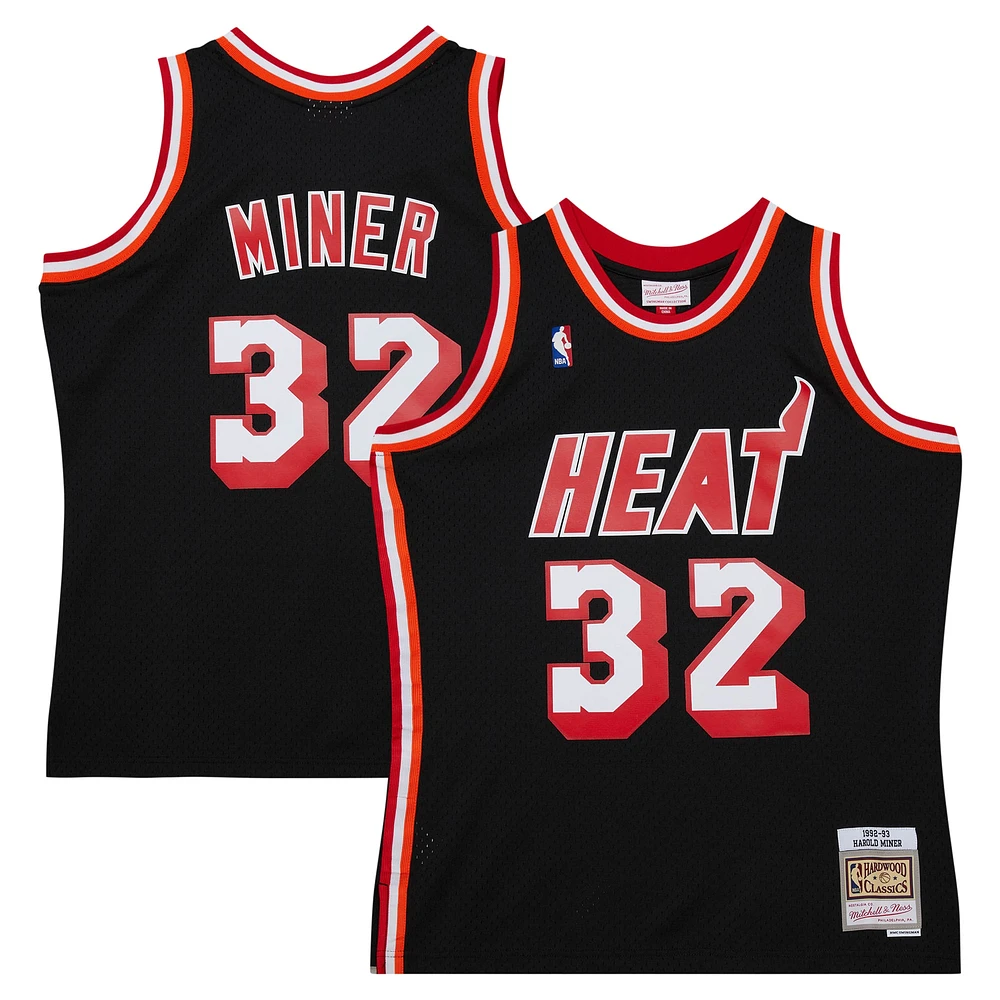 Maillot Mitchell & Ness Harold Miner noir Miami Heat 1992/93 Hardwood Classics Swingman Throwback pour hommes