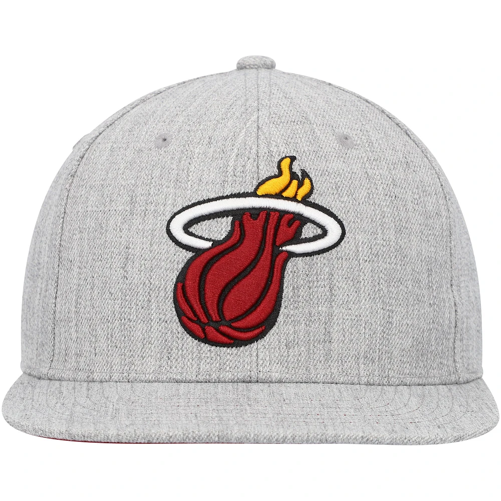 Men's Mitchell & Ness Heather Gray Miami Heat Hardwood Classics 2.0 Snapback Hat