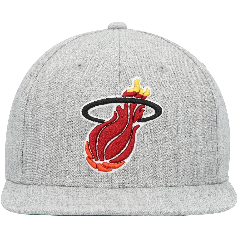 Casquette Snapback Miami Heat Hardwood Classics 2.0 pour homme, gris chiné, Mitchell & Ness