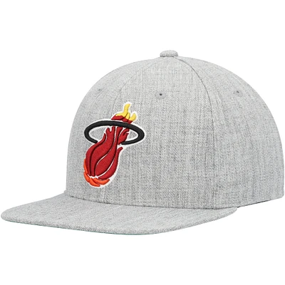 Casquette Snapback Miami Heat Hardwood Classics 2.0 pour homme, gris chiné, Mitchell & Ness