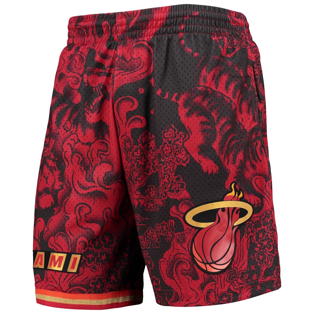 Men's Mitchell & Ness Red Miami Heat Hardwood Classics Lunar New Year Swingman  Shorts