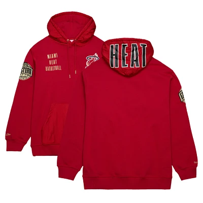 Sweat à capuche en polaire avec logo vintage Mitchell & Ness Miami Heat Team OG 2.0 rouge pour hommes