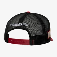 Casquette réglable de camionneur avant en mousse pour hommes Mitchell & Ness blanc Miami Heat Hardwood Classics Blocker