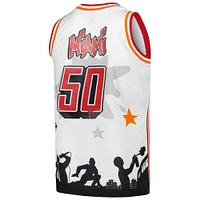 Men's Mitchell & Ness x Tats Cru White Miami Heat Hardwood Classics Fashion Jersey