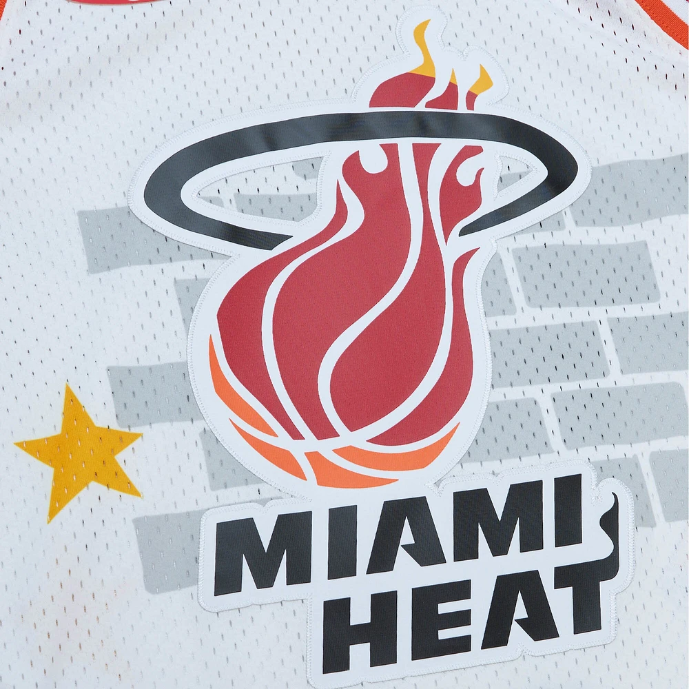 Men's Mitchell & Ness x Tats Cru White Miami Heat Hardwood Classics Fashion Jersey